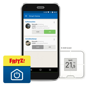 Smartphone mit Fritz!-Software und Becker-BoxCTRL