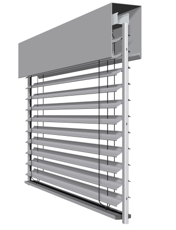 Produktabbildung einer Basis-Außenjalousien mit Schienenführung